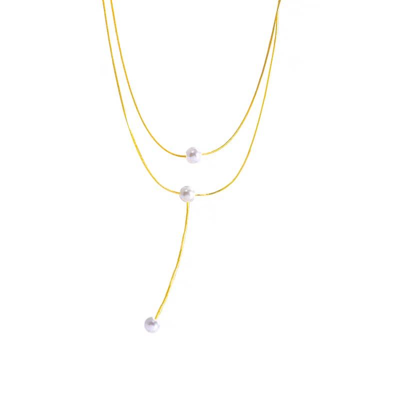 Long Faux Pearl Necklace