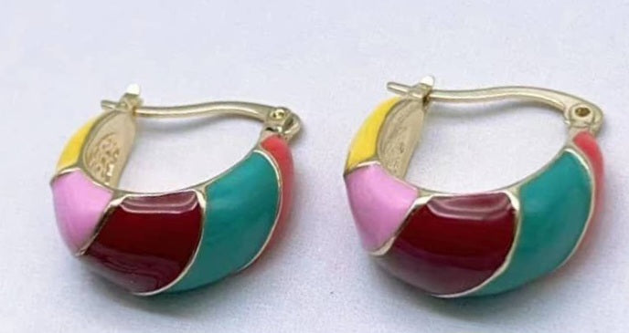 Enamel Multi-Color Small Hoop Earrings