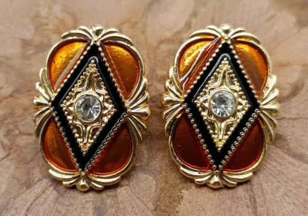 French Stud Earrings with Rhinestone Accent
